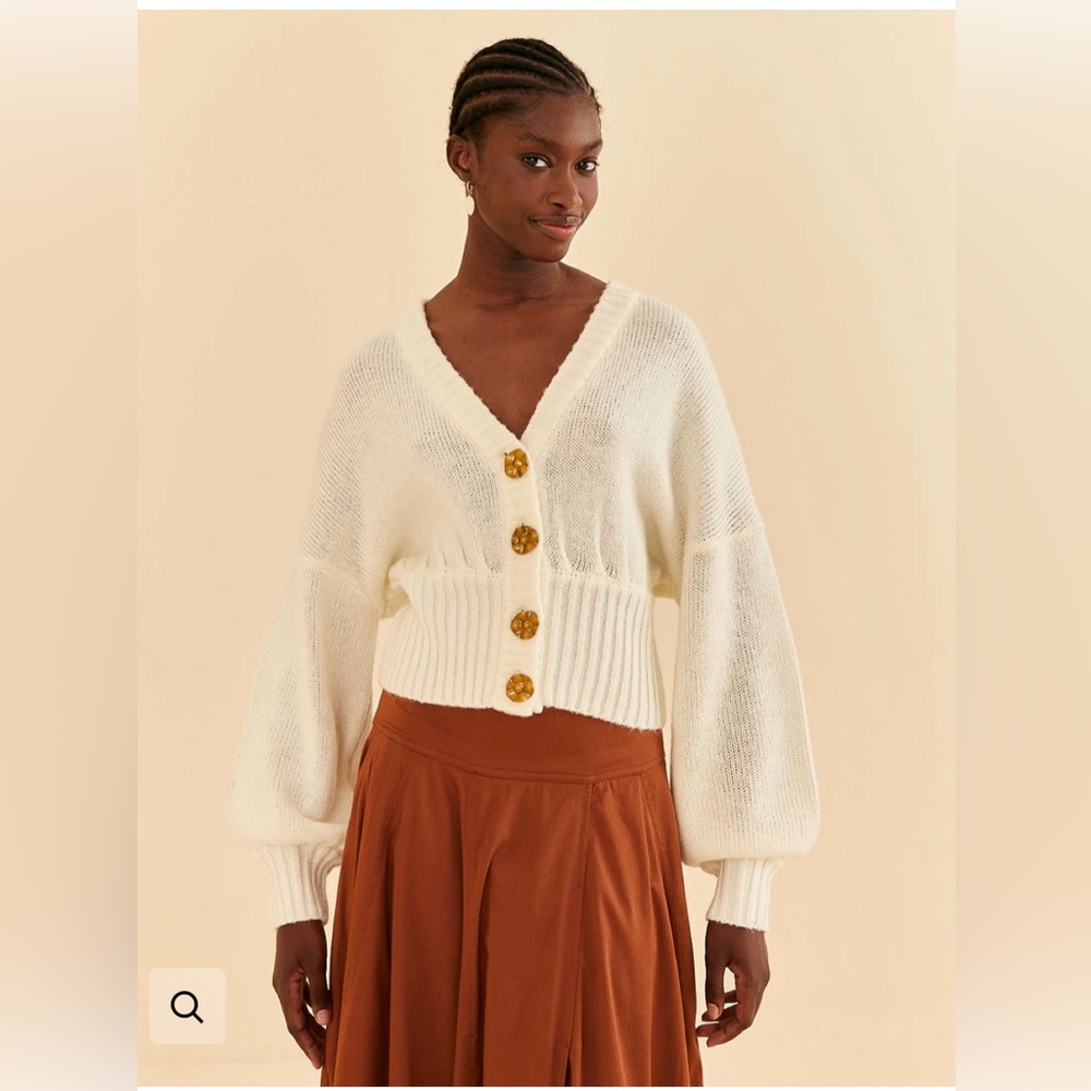 NWT Farm Rio Off-White Bubble Knit Cardigan SZ XS